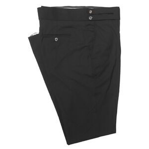 Mens Gurkha Pants Black Wool Handmade Slim Straight Flat Front Dress Trousers 38